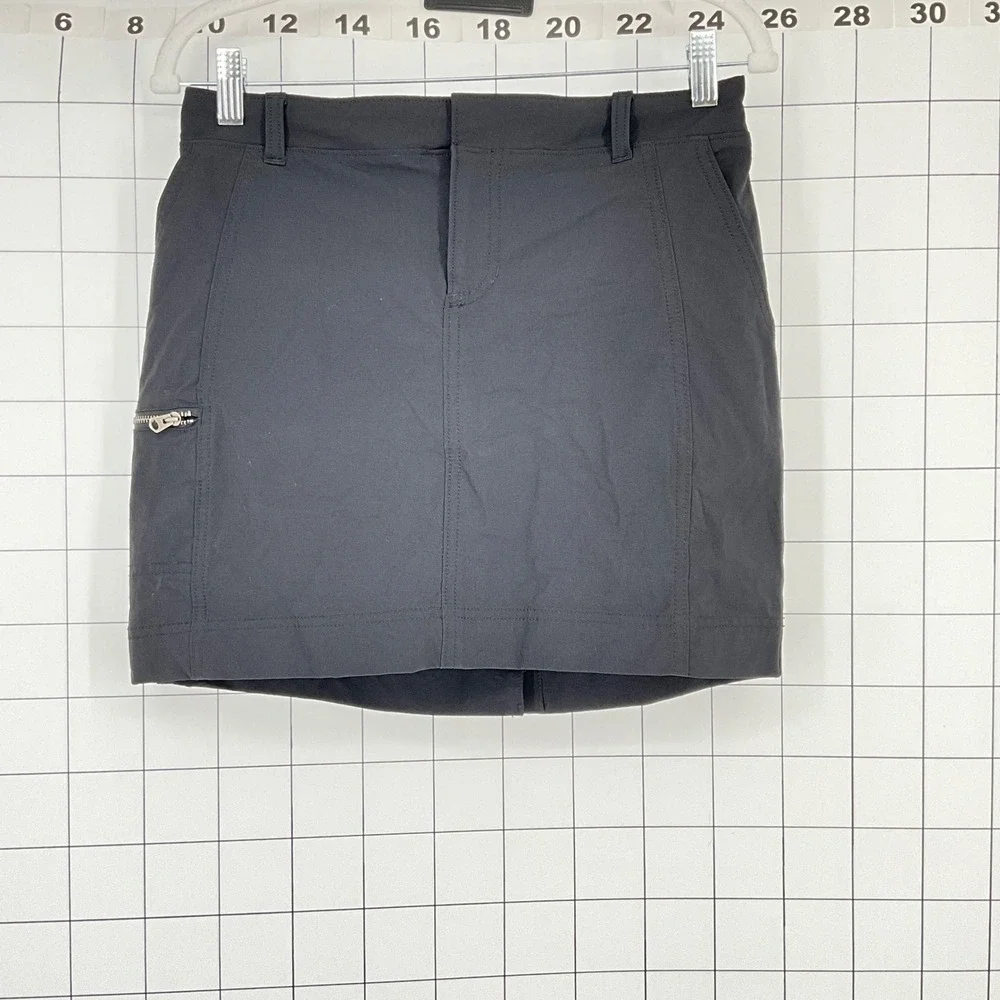 Athleta Womens Black Active Skort Size 4 Cargo Zip Pocket Hiking Golf Mini Skirt